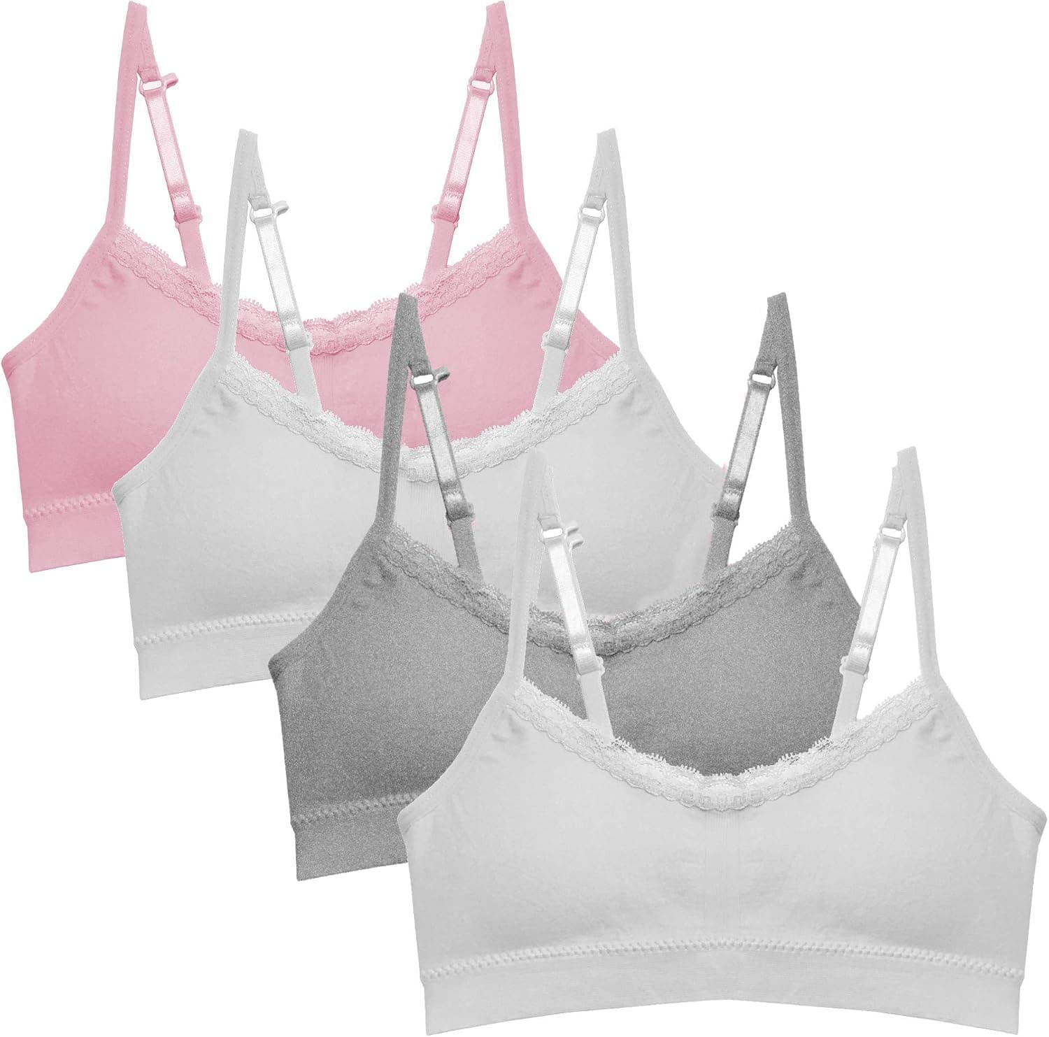 Popular Girls Padded Training Bra Pack – Crop Cami Training Bras for Girls. Seamless Bra Design with Removable Padding