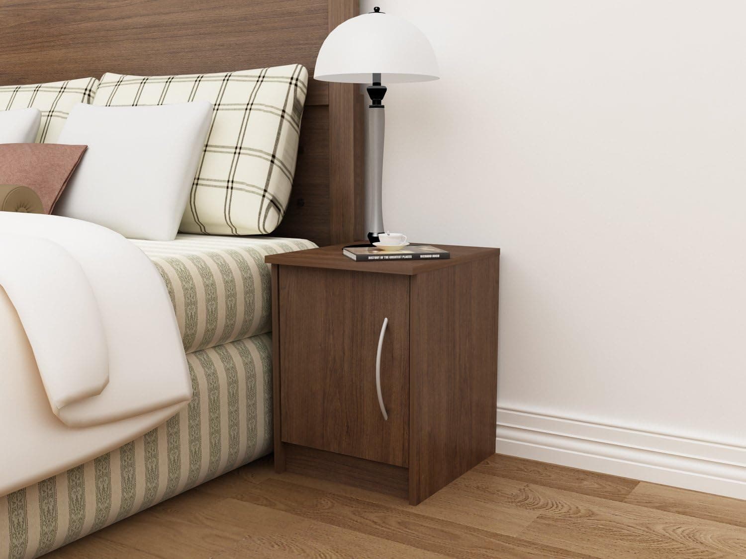 HOMESTAR Finch 1 Door Nightstand, 13.75" x 15.63" x 18.63", Walnut