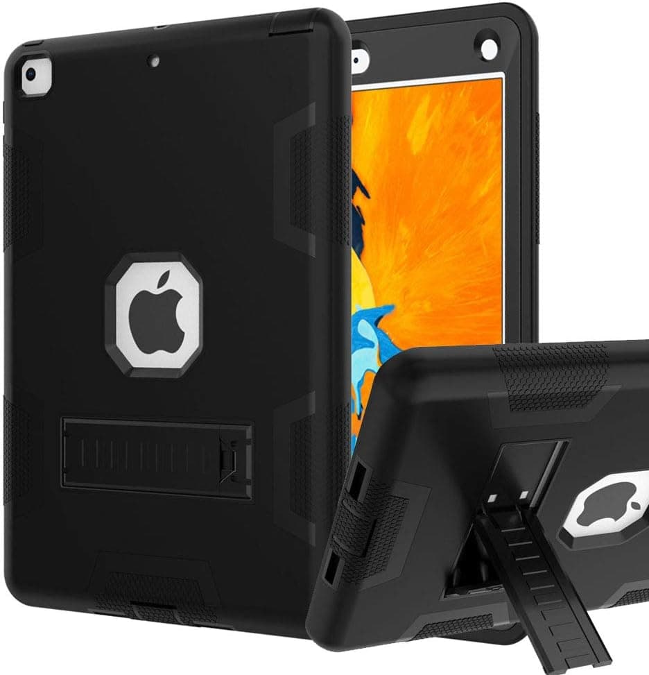 iPad 6th/5th Generation Case, iPad 9.7 2018/2017 Case, High Impact Hybrid Drop Proof Armor Defender Protection Case Built with Kickstand for New iPad 9.7-inch (A1893/1954/A1822)(Black)