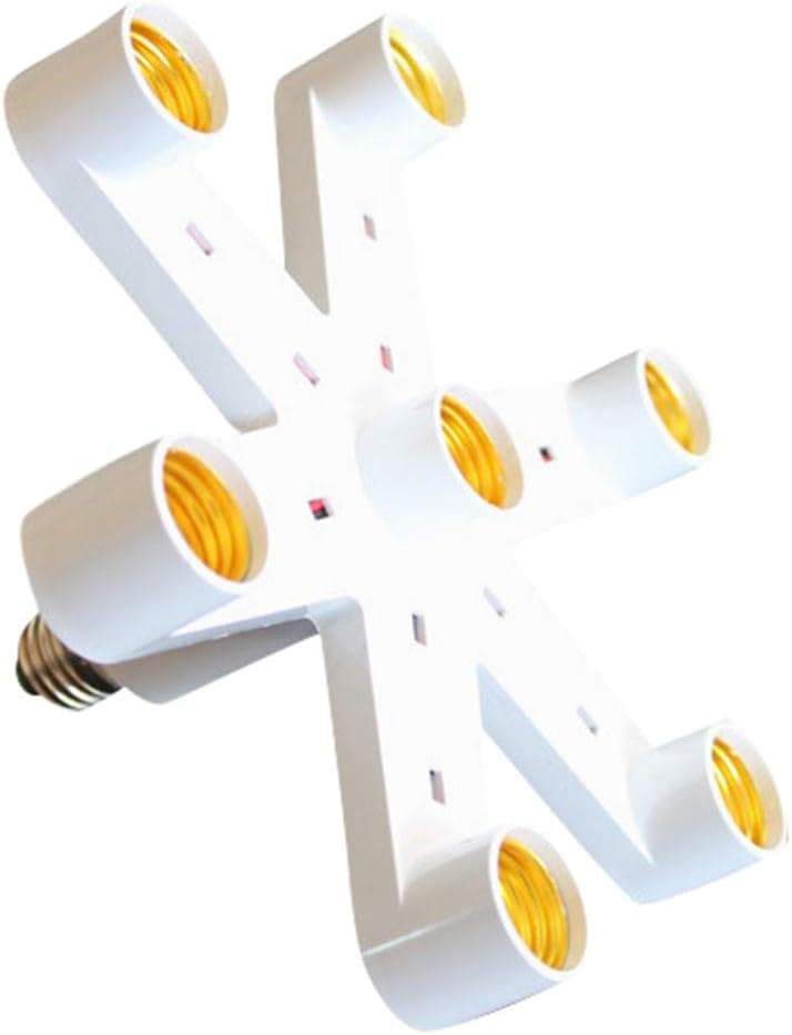 lotus.flower E27 7 in 1 LED Light Bulbs Socket Adapter Splitter, Standard Lamp Holder Base Converter for Home Commercial Lighting (White)