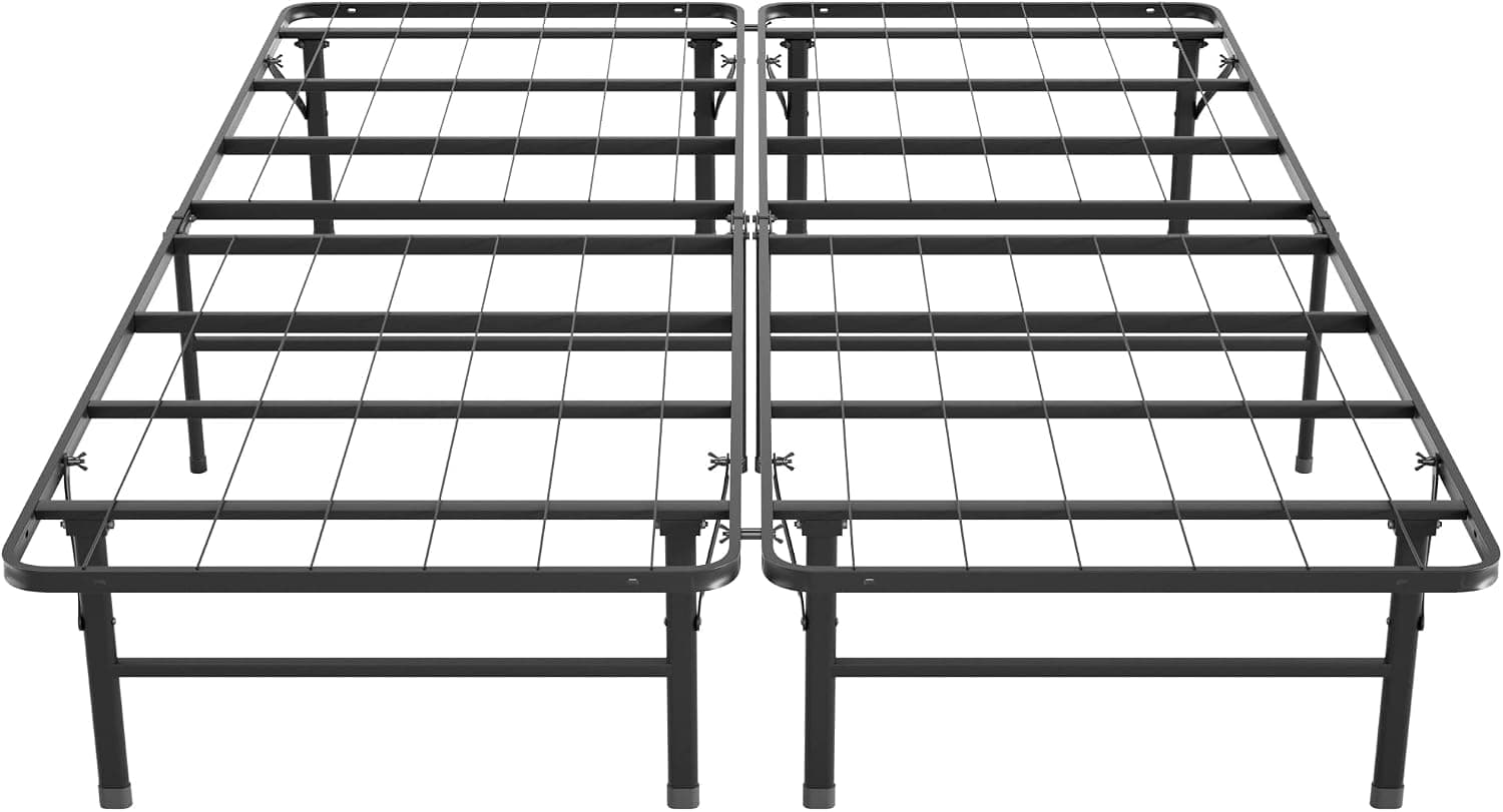SZQINJI Queen Platform Bed Frame 14 Inch Metal Slat Heavy Duty Matress Foundation No Box Spring Needed, Easy Assembly, Foldable, Queen Size (78x58x14 inches), Black