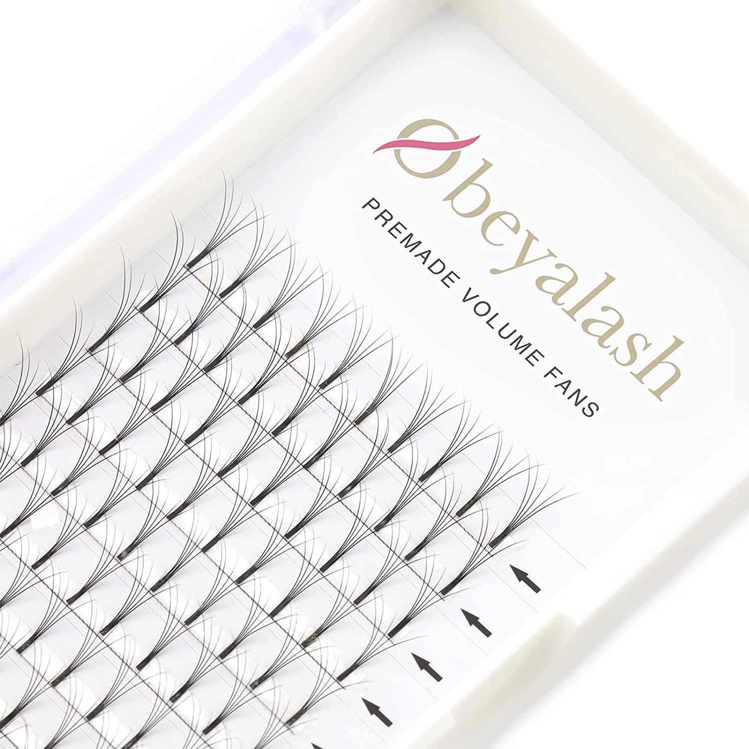 5D Volume Lash Extensions C Curl .10 Thickness Volume Lash Fans 12mm Single Length Long Stem Premade Fans Eyelash Extensions (5D 0.10C-12mm)