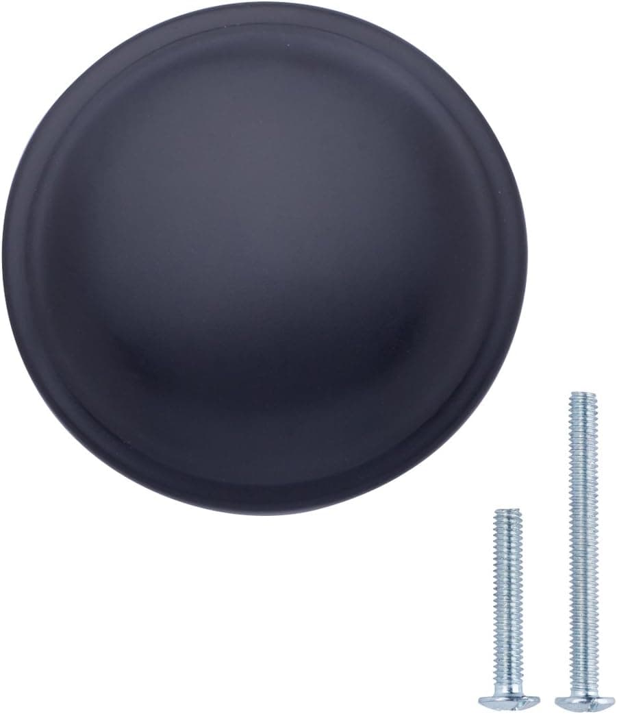 Amazon Basics Mushroom Cabinet Knob, 1.19-inch Diameter, Flat Black, 10-Pack
