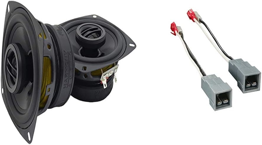Harmony Audio Bundle Compatible with 1983-1988 Ford Ranger HA-R4 Front Dash Replacement 4" Replacement 150W Speakers and HA-725510 Connector Harness Kit