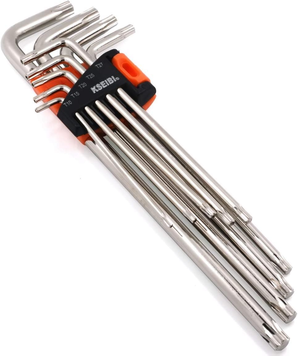 KSEIBI 9PCS Torx Key Set Extra Long Arm Tamper Resistant Star Key Set