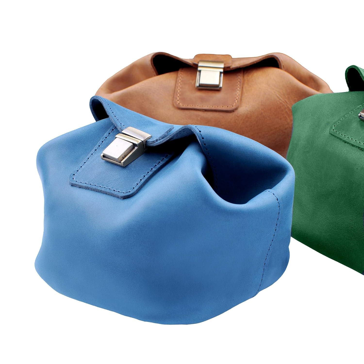 Karasto Leather Cosmetic Bag Makeup Organizer Jewelry Storage Box Travel Dopp Kit Toiletry Bags for Women Bridesmaid Gifts (Dark Green)