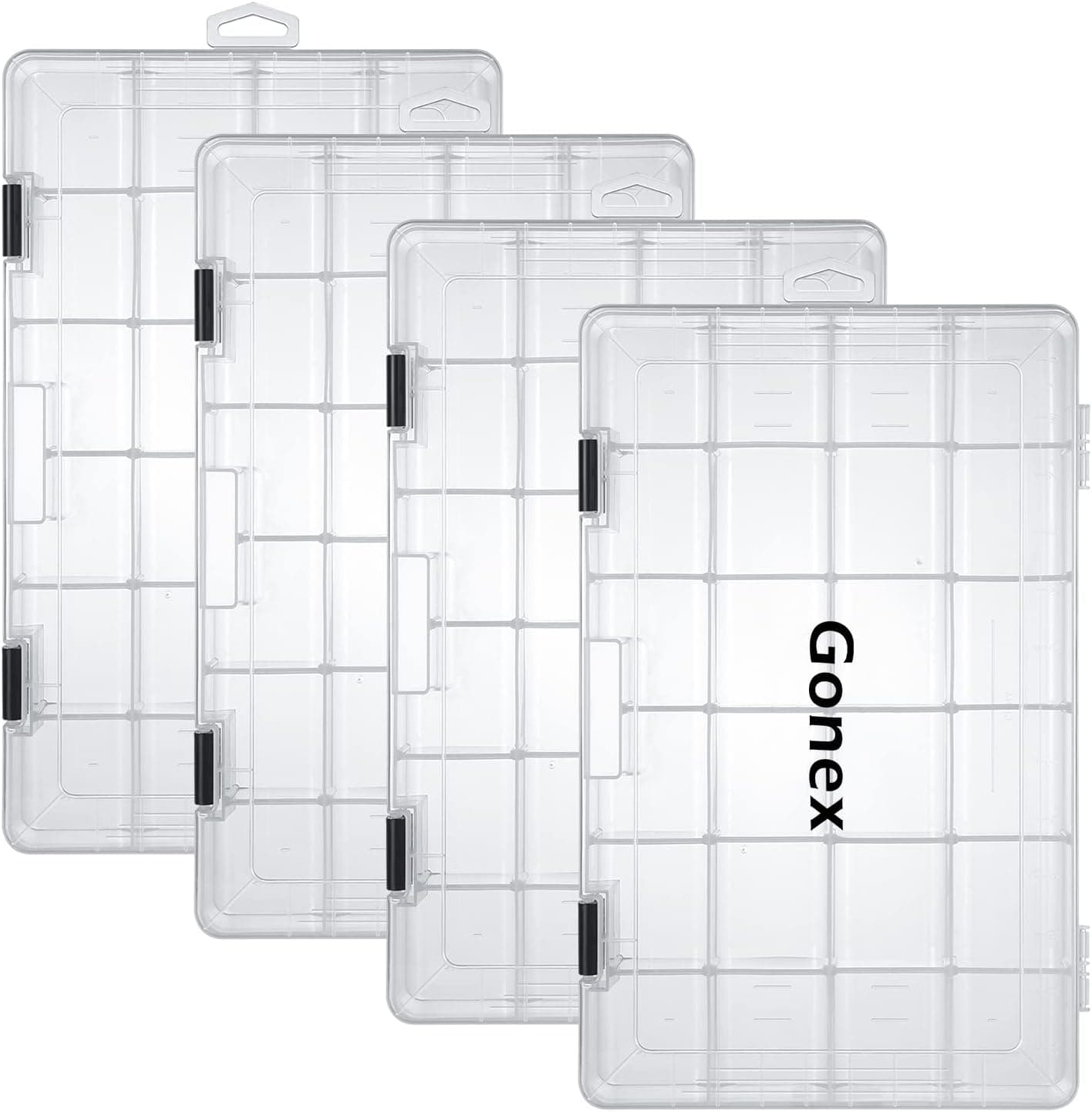 Fishing Tackle Boxes, Transparent Fish Tackle Storage with Adjustable Dividers, Plastic Box Organizer 3600/3700 Tackle Trays, 3 Packs / 4 Packs