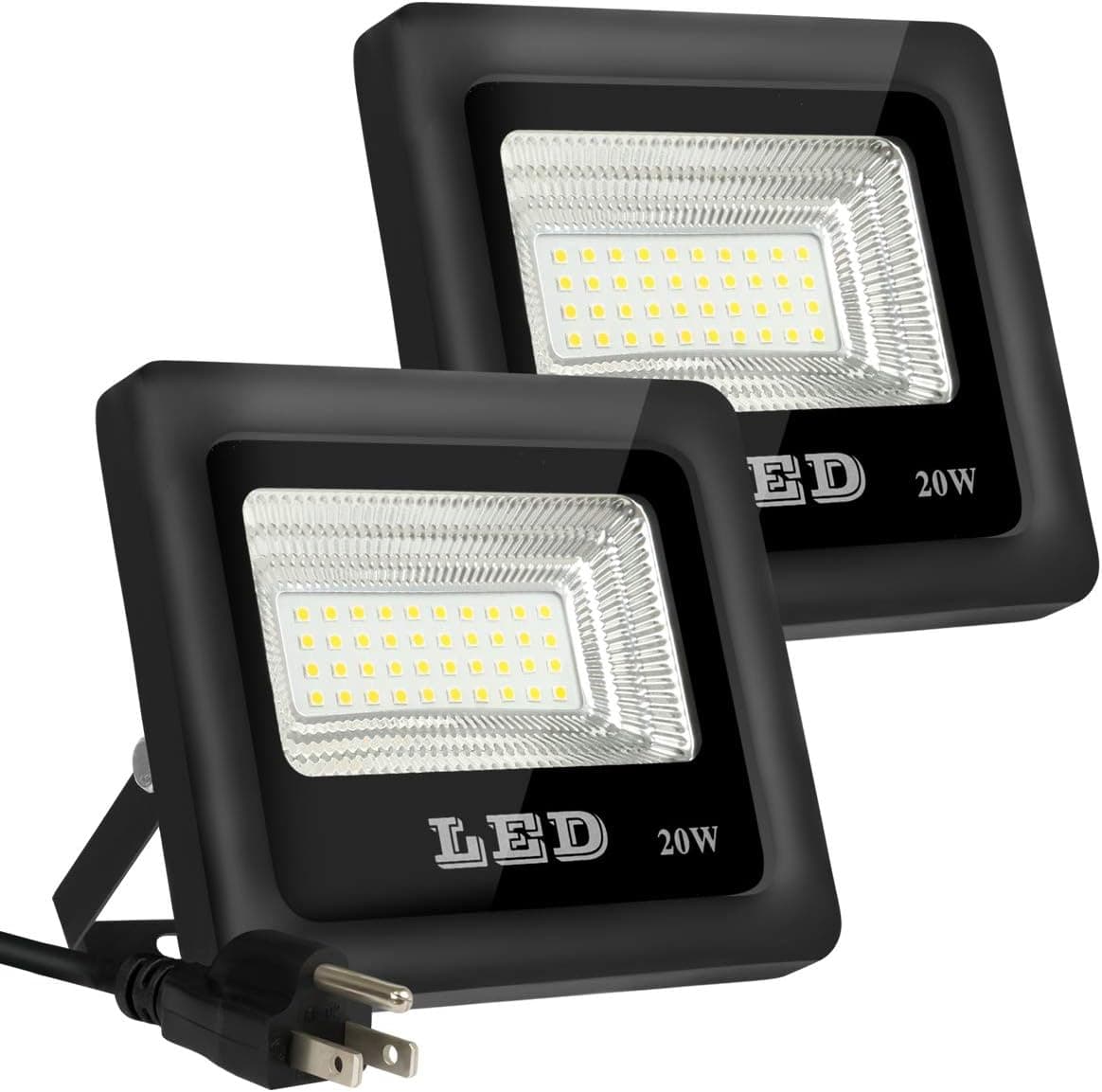 Telaso 20W LED Flood Light, 2 Packs IP66 Waterproof, 1800Lm Outdoor Super Bright Security Lights, 6000K Daylight White, 160W Equivalent,120 Beam Angle Backyard Lights for Party,Garden,Lawn,Yard
