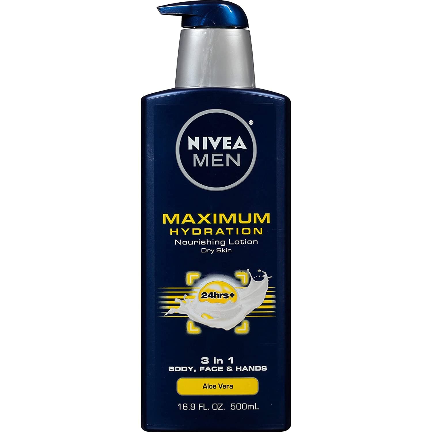 Nivea Men Maximum Hydration 3-in-1 Nourishing Lotion - Body, Face, Hands - 16.9 oz. Pump Bottle - 2 Pack