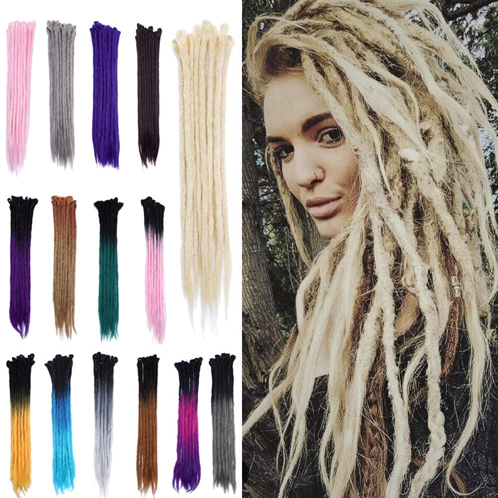 20" Dreadlock Extension Ombre For Hip-Hop Synthetic Heat Resistant Crochet Braiding Hair Handmade Reggae Extension Twist Braiding Hairpiece Box Braid For Man Women(20strands/4packs,ash blonde)