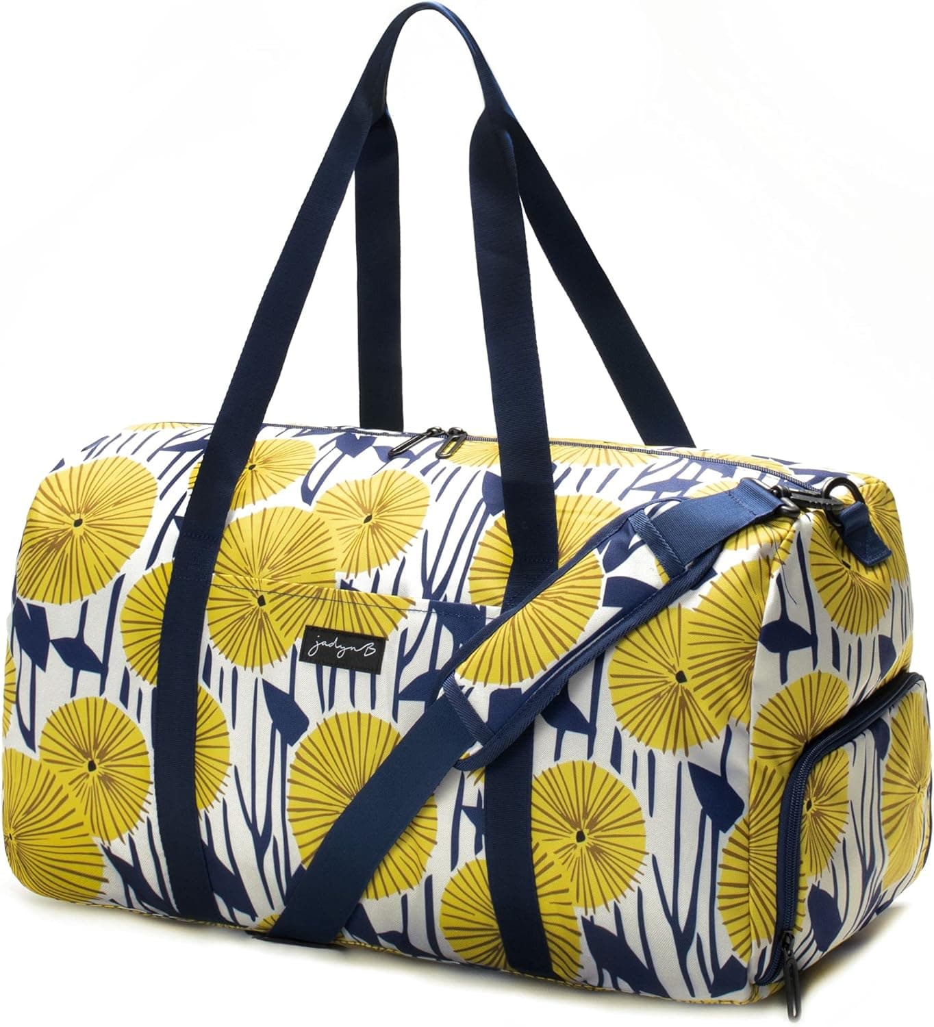 Jadyn 22" Women's Large Duffel/Weekender Bag with Shoe Pocket, Travel Bag (Yellow Flowers)