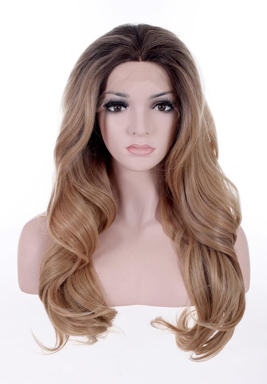 Melantha Lace Front Full Wig Hand Tied lace front wig Synthetic Hair Heat Resistant Hair Wig (20, 4T16/26/86)