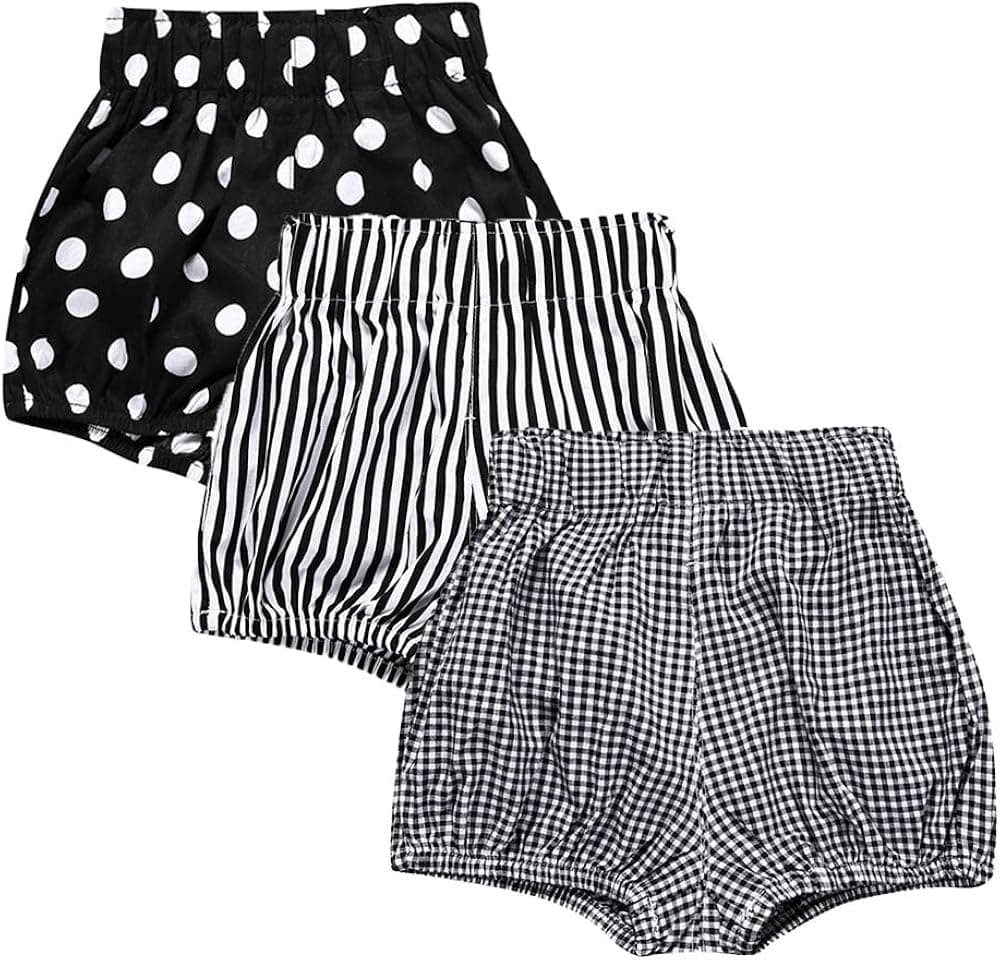 MYGBCPJS Baby Girls Boys 3 Pack Cotton Linen Blend Cute Bloomer Shorts Loose Harem Shorts
