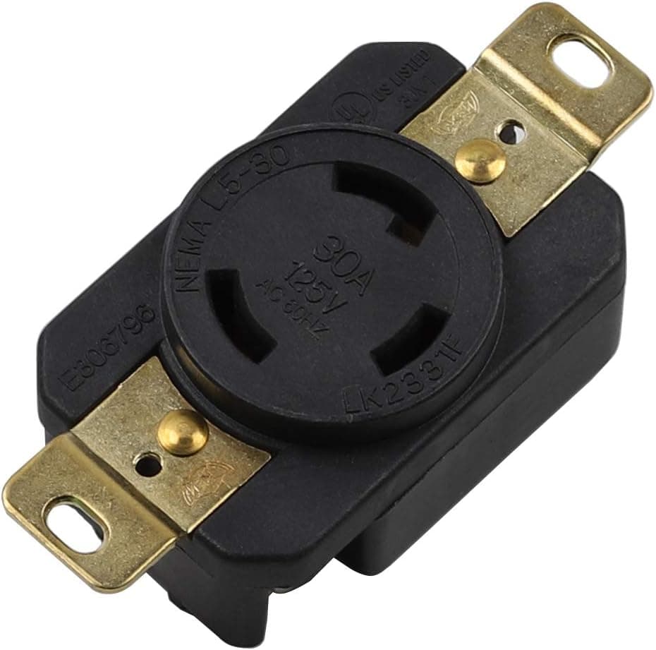 Nema L5-30R 30A 125V 2 Pole 3 Wire Industrial Grade Locking Female Receptacle Connector, Industrial Twist Lock L5-30 30-Amp Generator Receptacle. LK-2331F