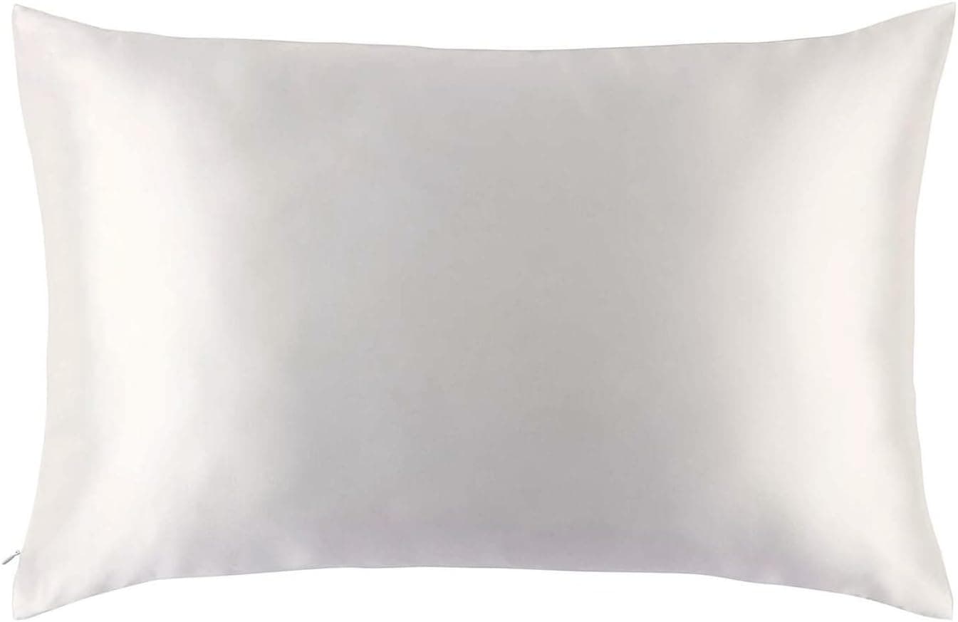 MYK Silk Pure Natural Mulberry Silk Pillowcase, 19 Momme with Both Sides Silk for Hair & Skin, Oeko-TEX, 600 TC, Curly Essential, Zipper Clousure, Queen, Undyed Ivory White