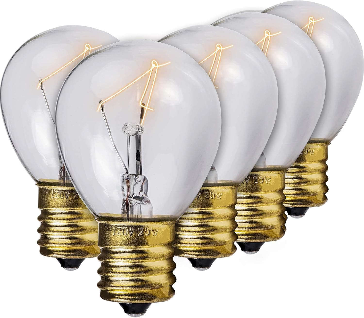 BlueStars 5-Pack Lava Lamp Bulbs 25 Watt E17 Base S11 Bulb The Lava Lamp Original Replacement Bulbs for 14.5-Inch/20-Ounce Lava Lamp, Glitter Lamps Dimmable - Warm White - Long Life