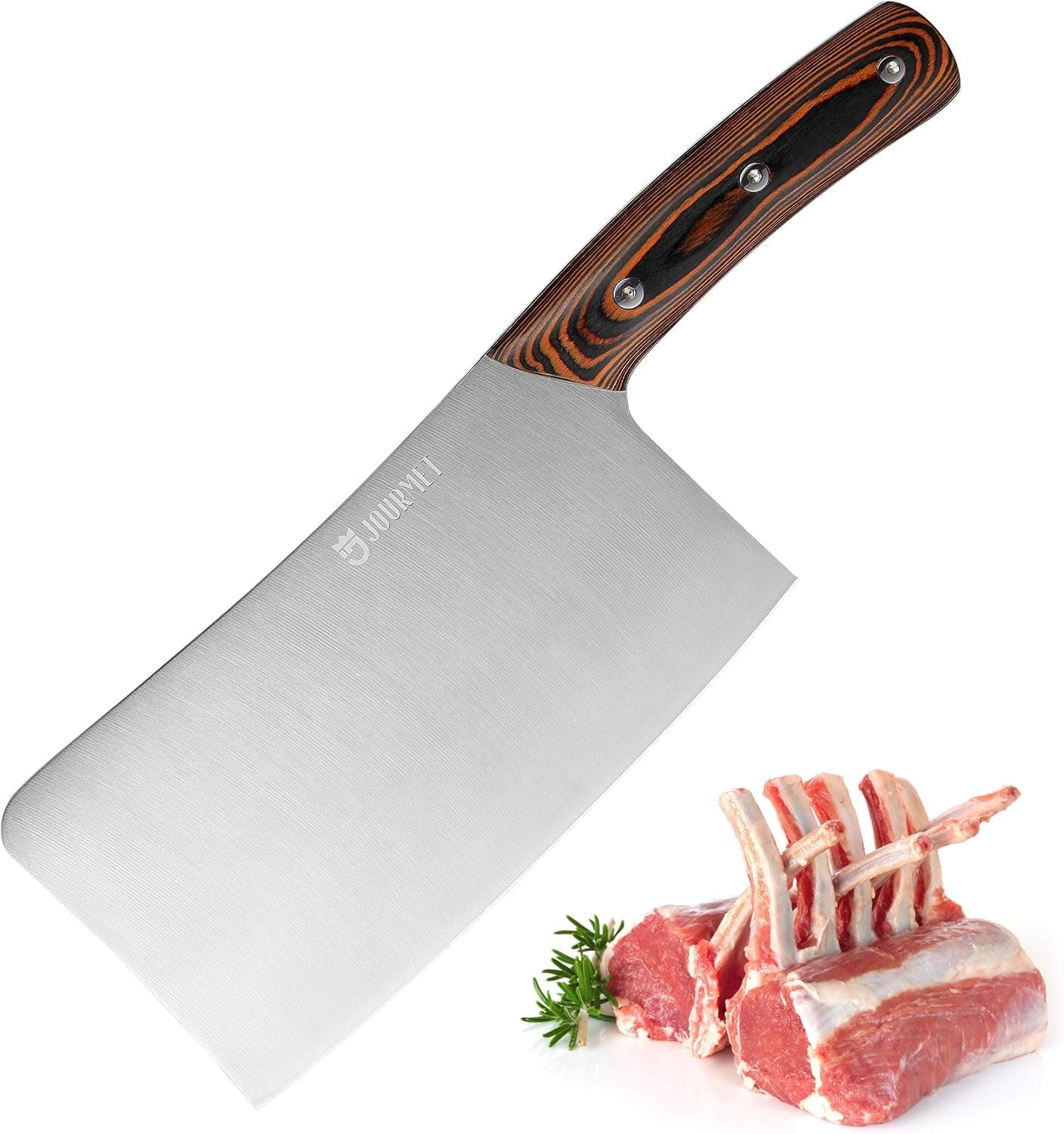 JOURMET 8" Meat Cleaver - High Carbon Stainless Steel - Chinese Vegetable Chef Knife with Ergonomic Handle for Home, Kitchen & Restaurant