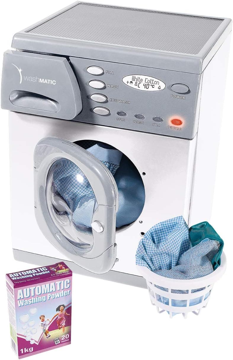Casdon Electronic Washer | Realistic Toy Washing Machine For Children Aged 3+ | Equipped With Lights And Buttons To Spark Their Imagination , Grey