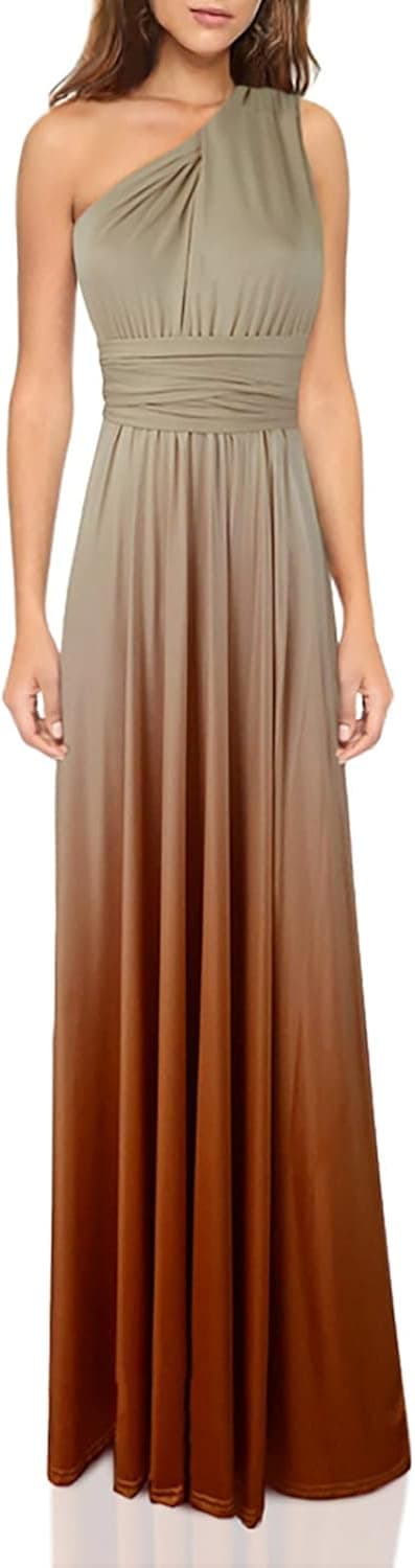 Clothink Convertible Wrap Multi-wear Bridesmaid Gradient Bandage Maxi Party Dress