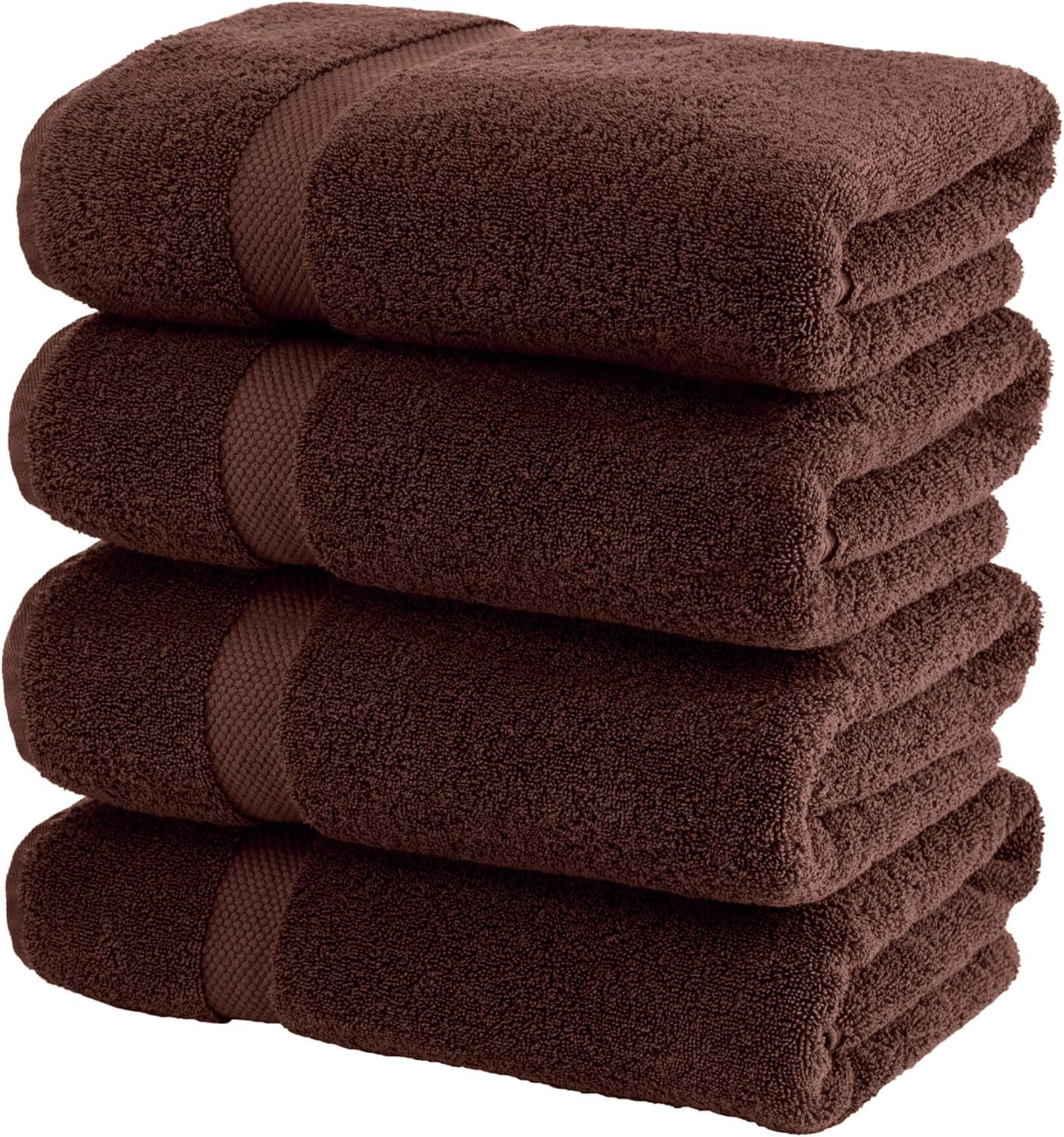 White Classic Luxury Cotton Bath Towels Large - | Highly Absorbent Hotel spa Collection Bathroom Towel | 27x54 Inch | Set of 4 (Dark Brown, 4)