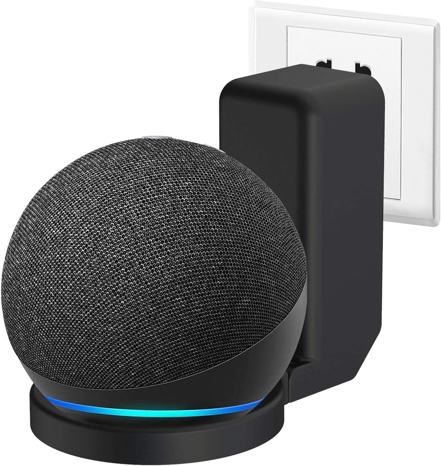 SYNHWEI Outlet Hanger Wall Mount Holder for Echo Dot 4th Generation, Smart Home Speaker Accessories Built-in Cable Space-Saving Stand for Kitchens, Bedroom, Living Room(Black)