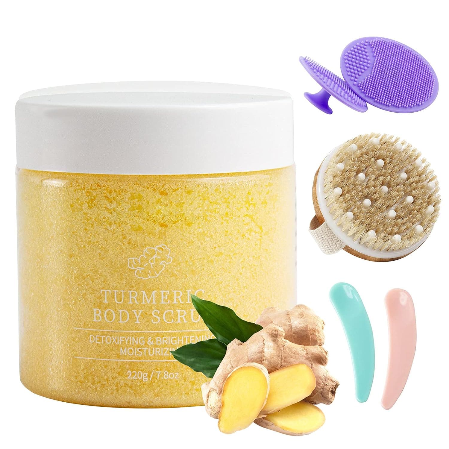 Turmeric Body Scrub - Turmeric and Natural Salt Facial Body Scrubs for Soften Cutin, Reduce Dull and Body Care, Deep Cleansing Smooth Face&Foot Skin Care Exfoliator Gift