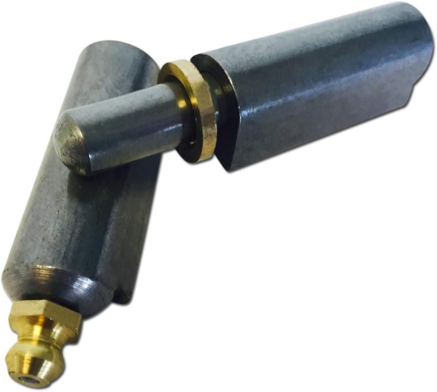 3 inch Steel Bullet Hinge with Zerk Grease Fitting and Bushing - Weld on for BBQ Smoker Pit Lid Door Tailgate Gate or Fence