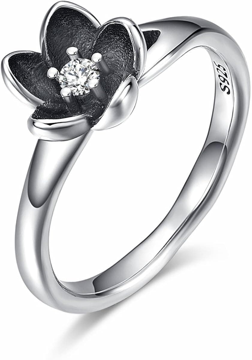 Twenty Plus Sterling Silver Flowers Finger Rings Dazzling Daisy Meadow Stackable Ring Birthday Jewelry Gift for Women
