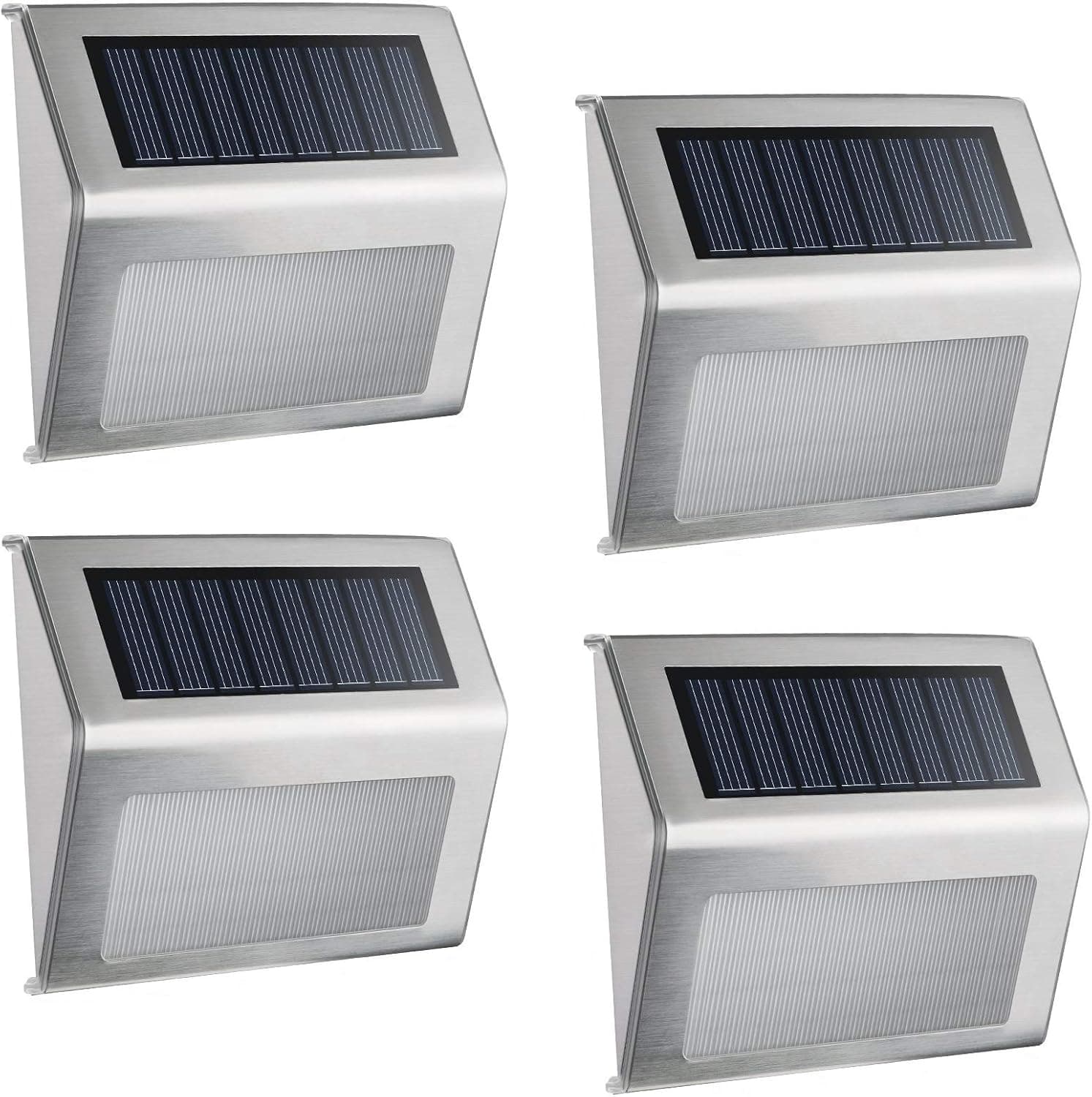 ELELINK LED Solar Light, 4 Pack Outdoor Stainless Steel LED Solar Step Light; Illuminates Wall,Stairs, Deck, Patio, Etc (4 Pack)