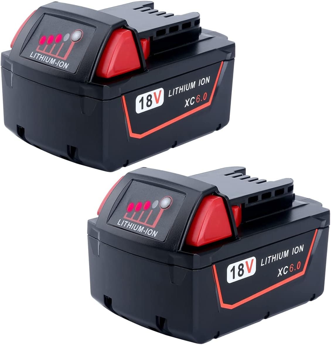 Epowon 2-Packs 6.0Ah Replacement Battery for Milwaukee M18 Milwaukee 18V XC 48-11-1840 48-11-1815 48-11-1820 48-11-1850 48-11-1852 Lithium-ion 18-Volt Fuel Gauge Batteries