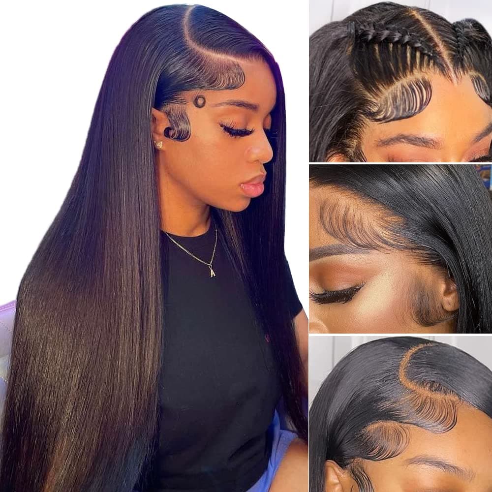 Indono Straight Lace Front Wigs Human Hair 13x4 Straight Lace Front Wig Pre Plucked with Baby Hair 150% Density Human Hair Straight Wig For Women 18 inch
