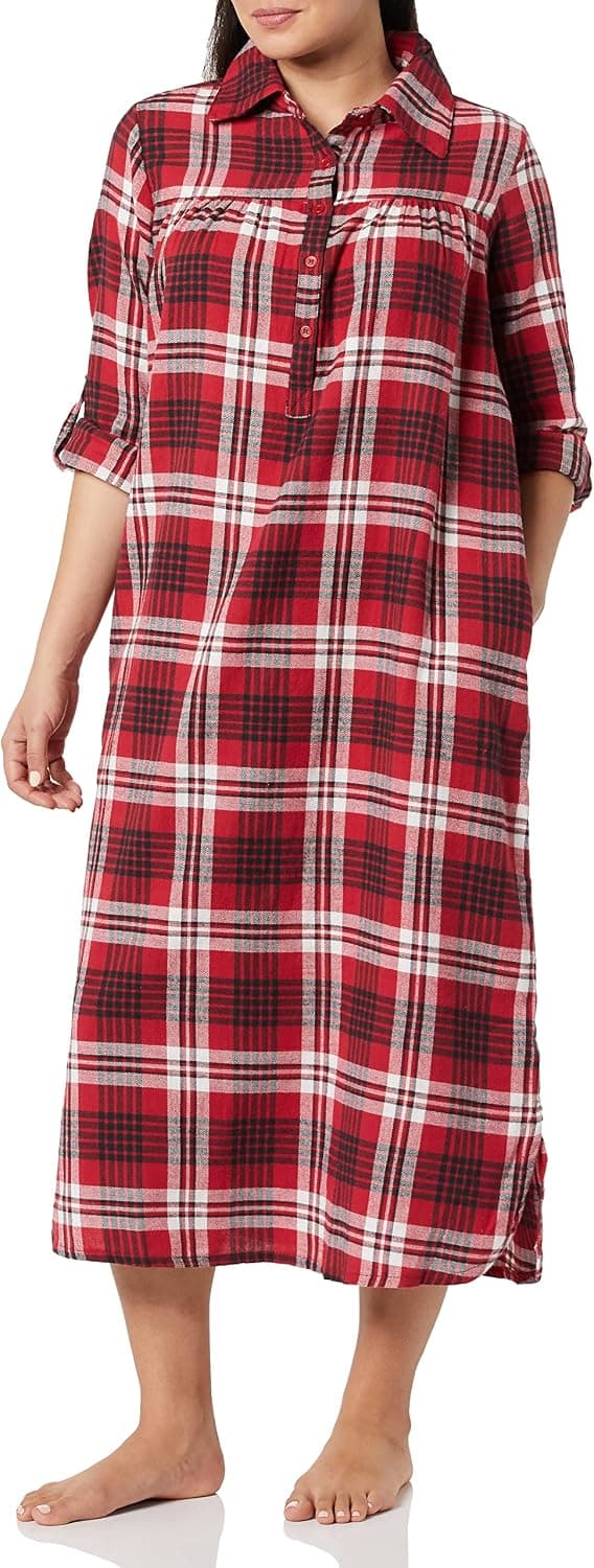 AmeriMark Ladies Flannel Lounger - Long Colorful Nightgowns for Women