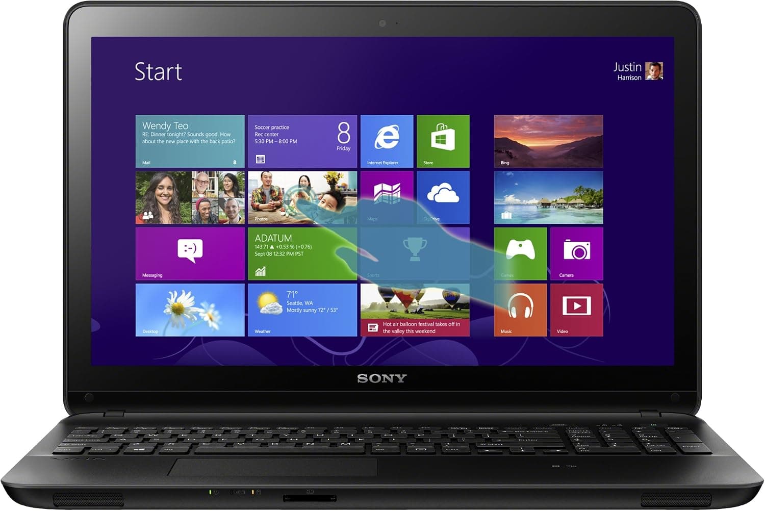 Sony VAIO Fit 15E SVF1532ACXB 15.5-Inch Touchscreen Laptop (1.80 GHz Intel Core i7 4500U Processor, 8GB DDR3L, 750GB HDD, Intel HD Graphics 4400, Windows 8.1) Black