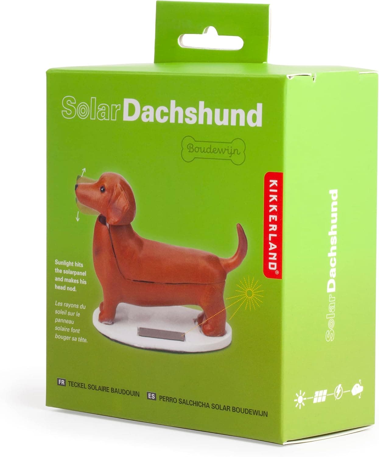 Kikkerland Solar Powered Dachshund Wiener Dog Sculpture Novelty Figurine Boudewijn Office Desk Home Kids Toys Gift
