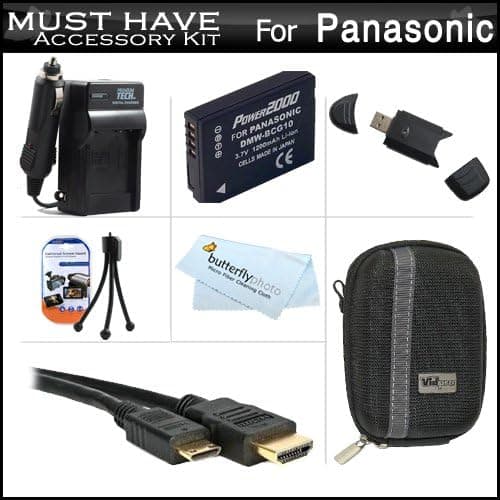 Must Have Accessory Kit For Panasonic DMC-ZS15, DMC-ZS25, DMC-ZS25K Digital Camera Includes Extended Replacement (1200maH) DMW-BCG10 Battery + Ac/Dc Travel Charger + Mini HDMI Cable + USB 2.0 Card Reader + Hard Case + Mini Tripod + Screen Protectors +More