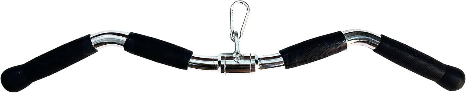yuhqc Lat Bar Cable Machine Attachment Curl Pulldown Bar Barbell Revolving Bar, Multi-Exerciser Cable Attachment Bar, Solid Steel Tricep Press Down Bar with Rubber Handgrips & Revolving Hanger