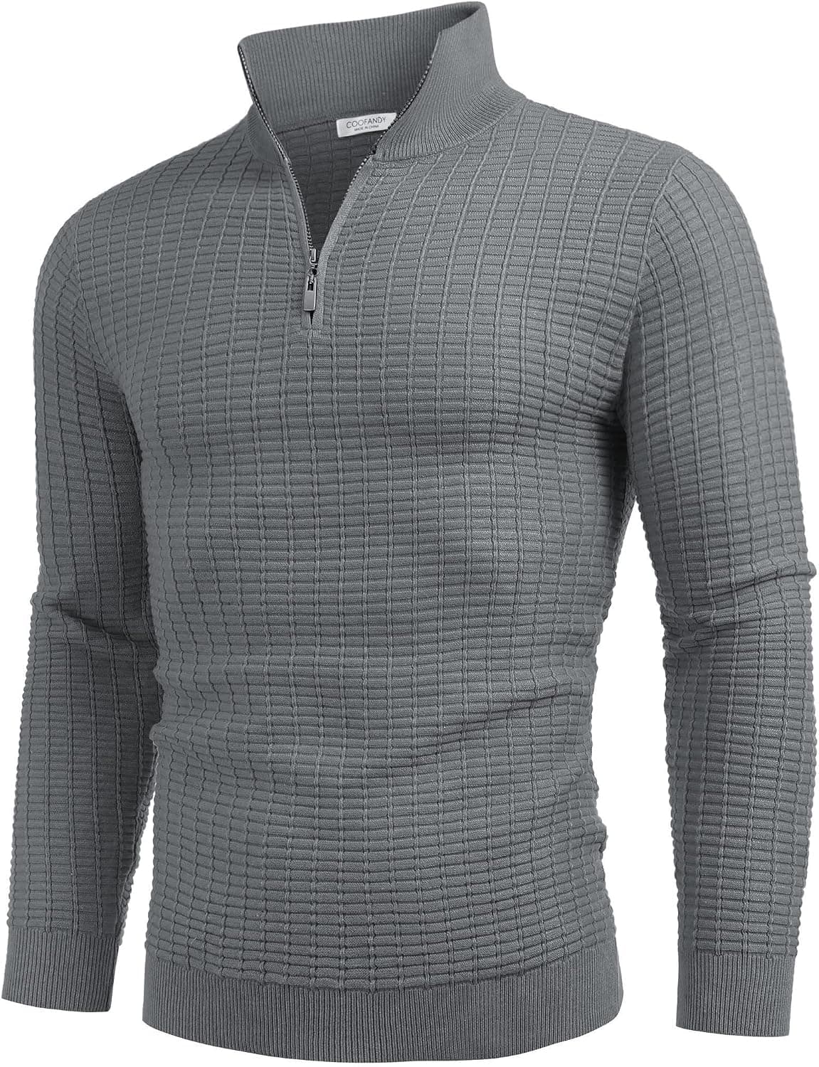 COOFANDY Men's Quarter Zip Sweaters Slim Fit Lightweight Cotton Knitted Mock Turtleneck Pullover