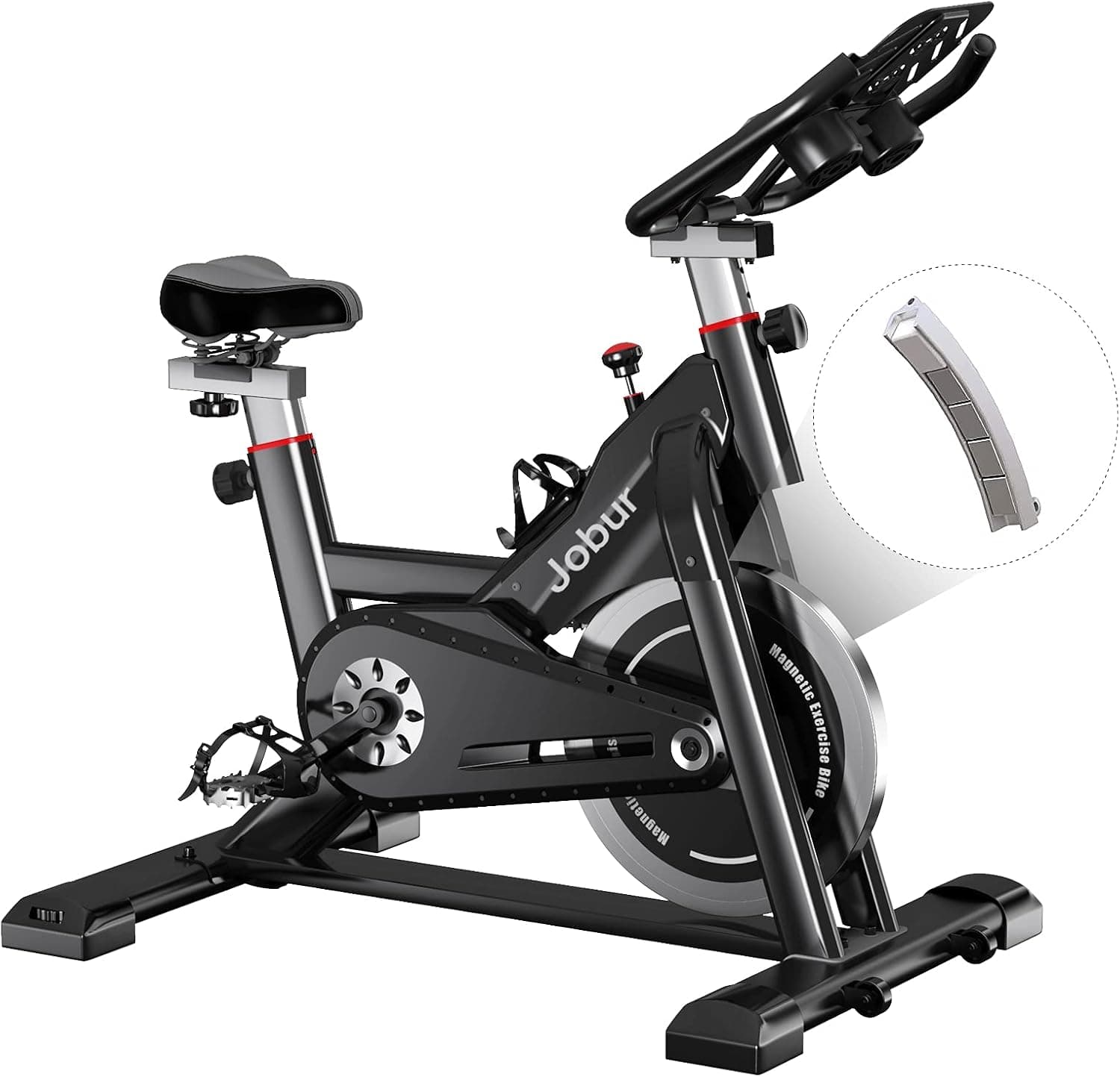 Jobur Belt Drive Cycle Bike with Magnetic Resistance Exercise Bikes-Quiet Indoor Cycling Bike Stationary with Tablet Holder＆Comfortable Seat Cushion, Stationary Bikes For Home