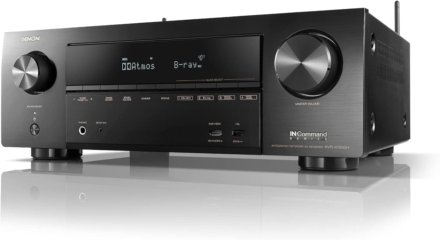 Denon AVR-X1600H 4K UHD AV Receiver, 2019 Model, 7.2 Channel, 80W Each, 3D Audio, Dolby Atmos Height Virtualization, 6 HDMI Inputs & 1 Output, AirPlay 2, Alexa & HEOS (Discontinued by Manufacturer)