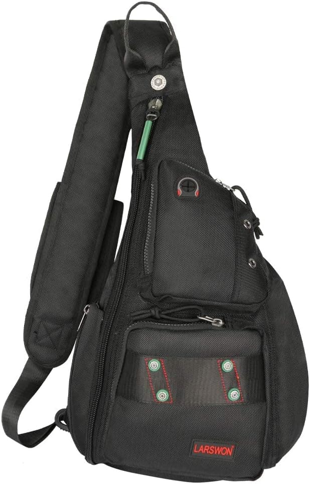 Larswon Sling Backpack, Sling Bag, Crossbody bag for Women Small Backpack Men Backpacks for Small Laptop Tablets Black