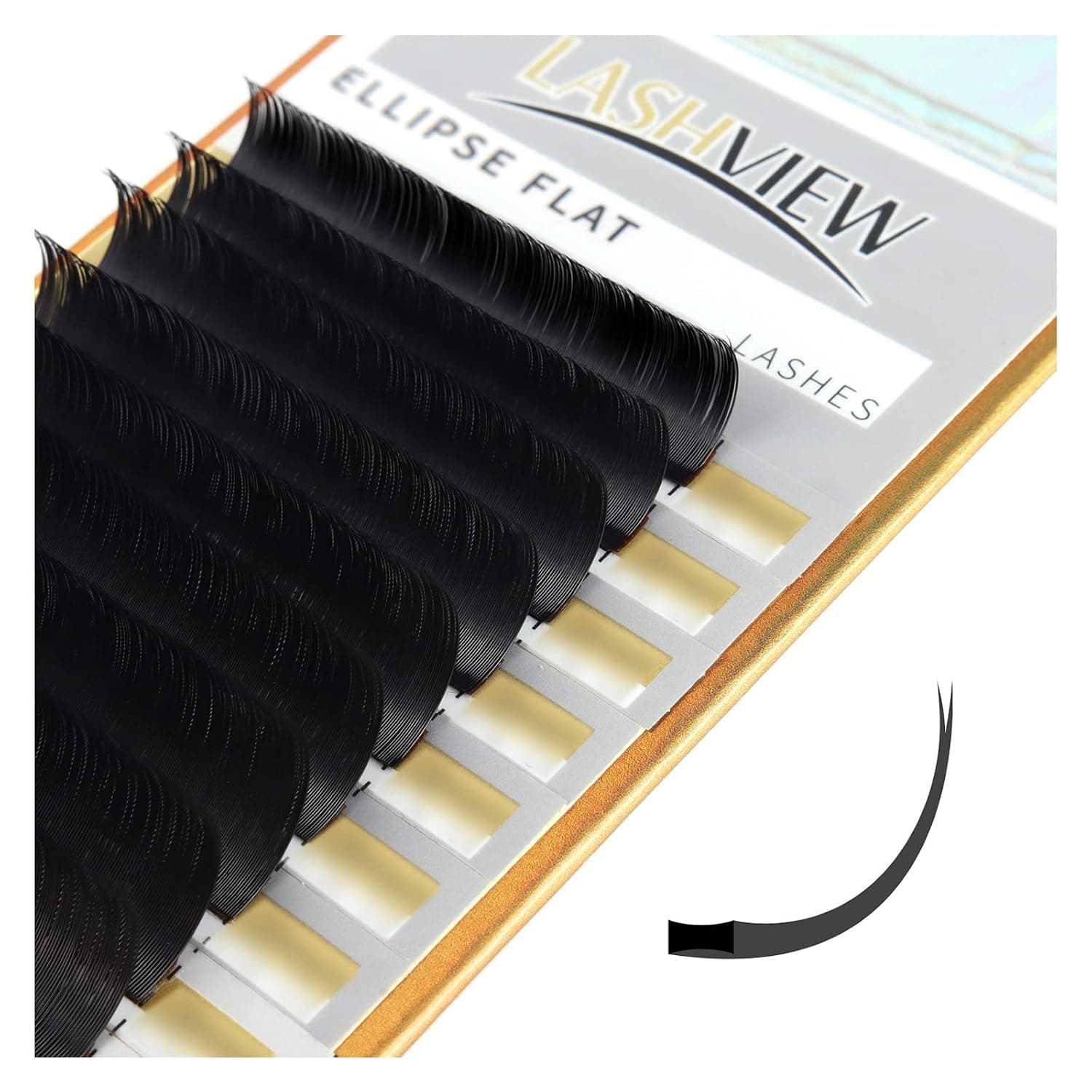 LASHVIEW Eyelash Extension,Ellipse Flat Eyelash Extensions,Individual Lashes,0.15mm C Curl 13mm,Lash Extension,Semi-Permanent,Extremely Light & Soft,Professional Salon Use.
