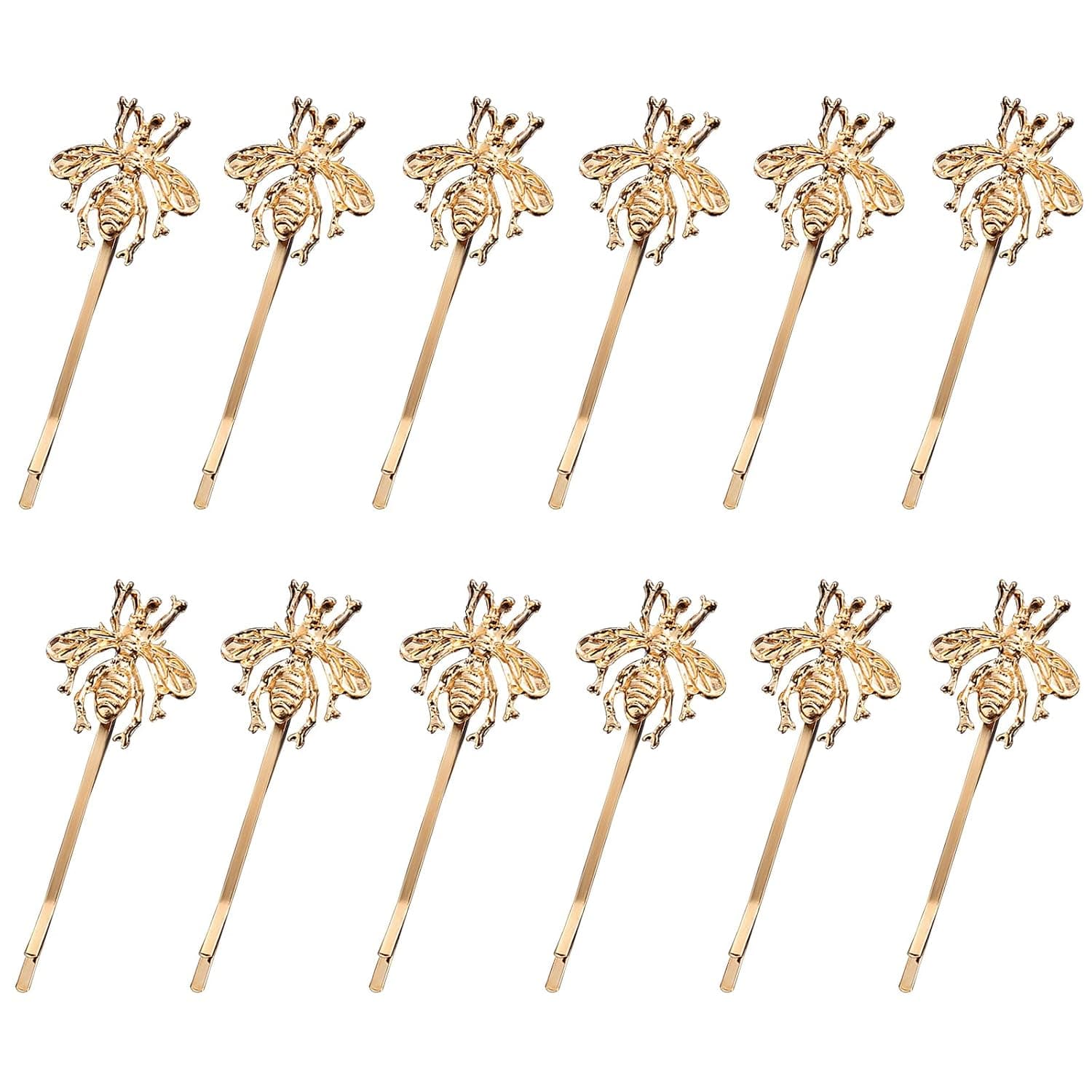 12 Pcs Hair Clips with Alloy Bee, wedding Headpieces Hair Pins Accessories, Bee Shape Hair Barrettes for Women and Girls (Gold)