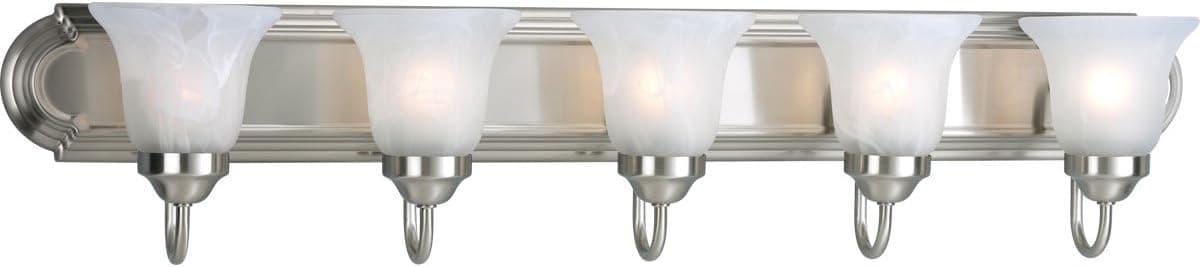 Progress Lighting P3055-09 Alabaster Glass Bath & Vanity, 36-Inch Width x 7-1/4-Inch Height, Nickel