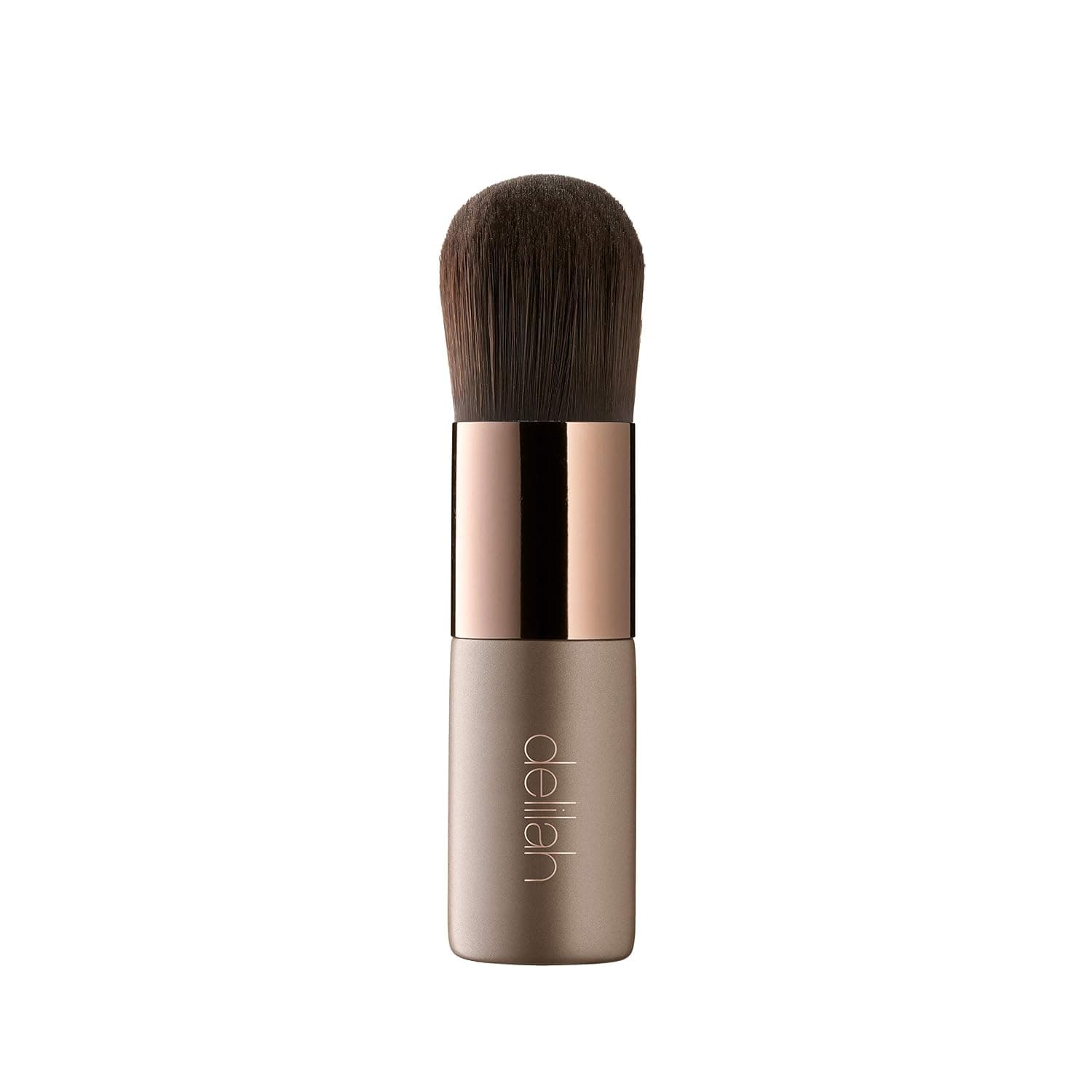 delilah - Foundation Kabuki Complexion Brush - Synthetic Fibre Liquid Blending And Buffing Makeup Tool - Wooden HAndle - For all Skin Type - Cruelty Free - 1 Pc