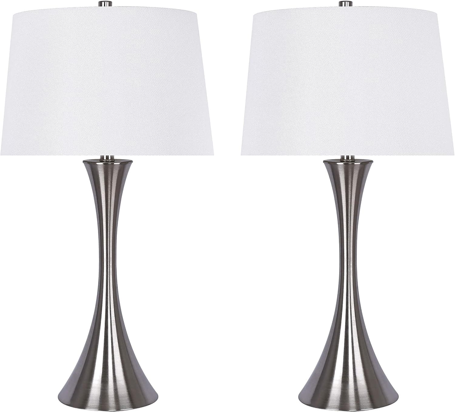 Grandview Gallery 29" Table Lamp Set with Hourglass Body Design (Brushed Nickel)