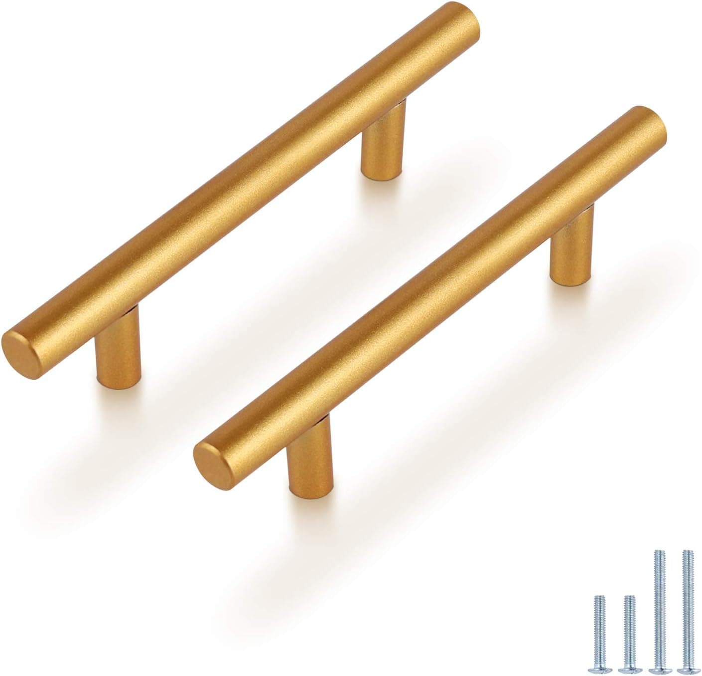 Probrico 20 Pack| Kitchen Cabinet Pulls Gold 3-1/2" Hole Centers Stainless Steel Euro Bar Pulls Brass Cabinet Drawer Dresser Handles 6 Inch Overall Length