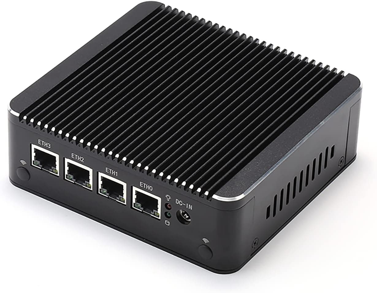 HUNSN Micro Firewall Appliance, VPN, Router PC, Intel Celeron J4125, RS34g, AES-NI, 4 x Intel 2.5GbE I225-V LAN, 2 x USB3.0, VGA, HDMI, Fanless, Barebone, NO RAM, NO Storage, NO System