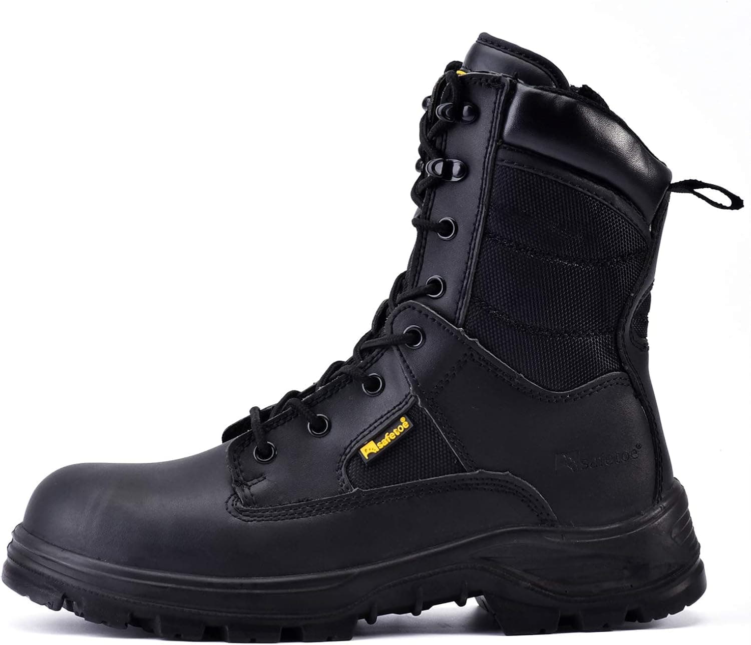 Men's Military Tactical Boots 8" Steel Toe Work Safety Boots with Side Zipper Lightweight Army Combat Boots