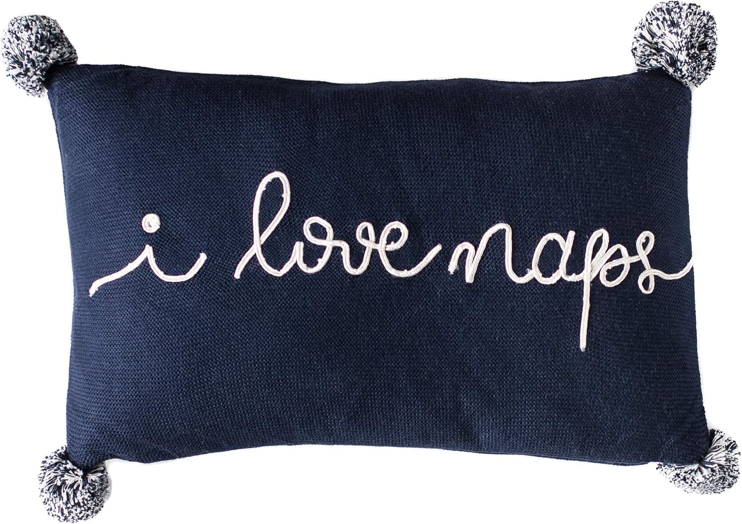 Linen Perch I Love Naps Decorative Throw Pillow and Insert - Dorm Room Decor - Room Decor for Teen Girls - Baby Nursery Pillow – Gift for Girlfriend or Baby - 16 inches x 10 inches (Navy)