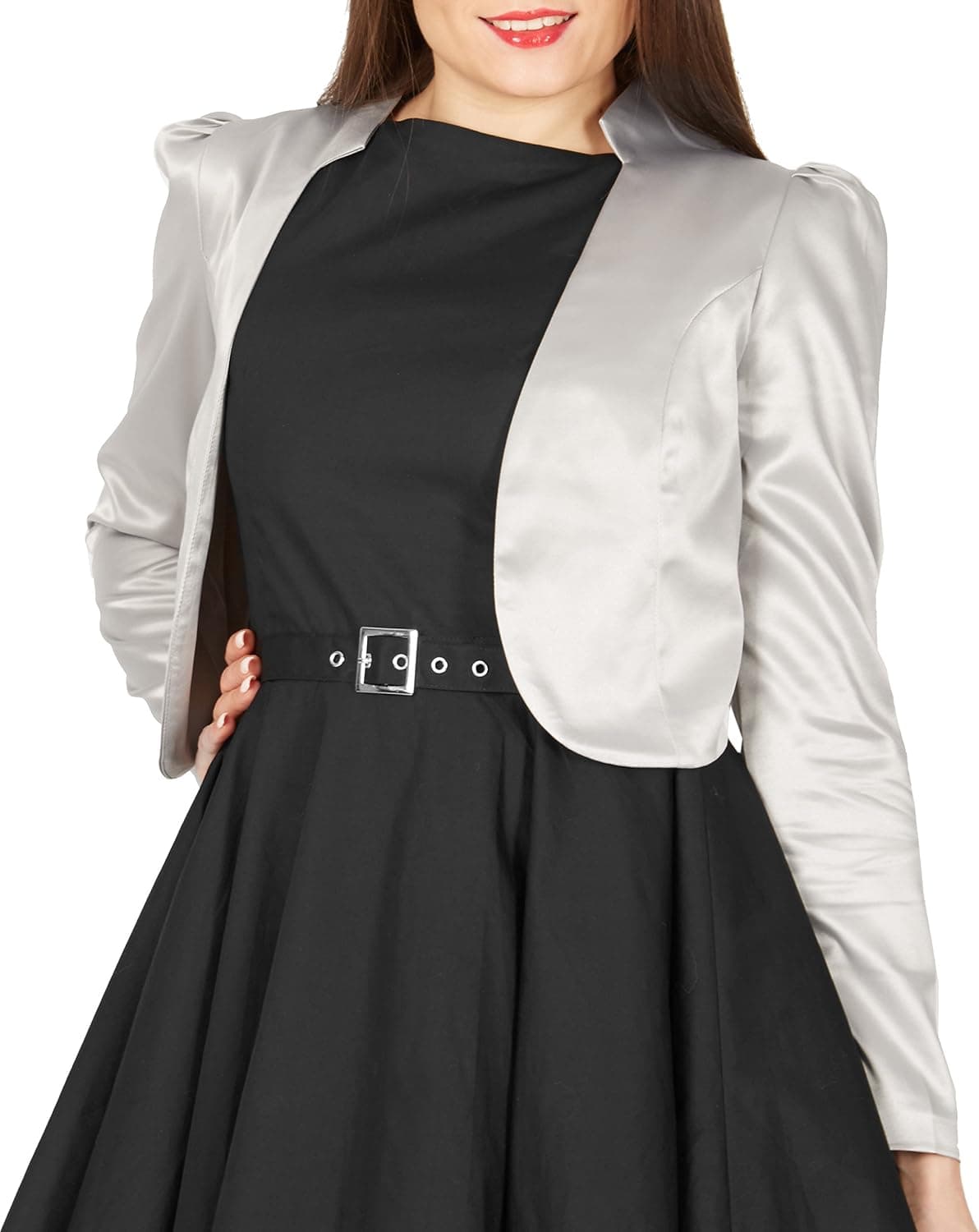 BlackButterfly Formal Satin Long Sleeve Bolero Shrug